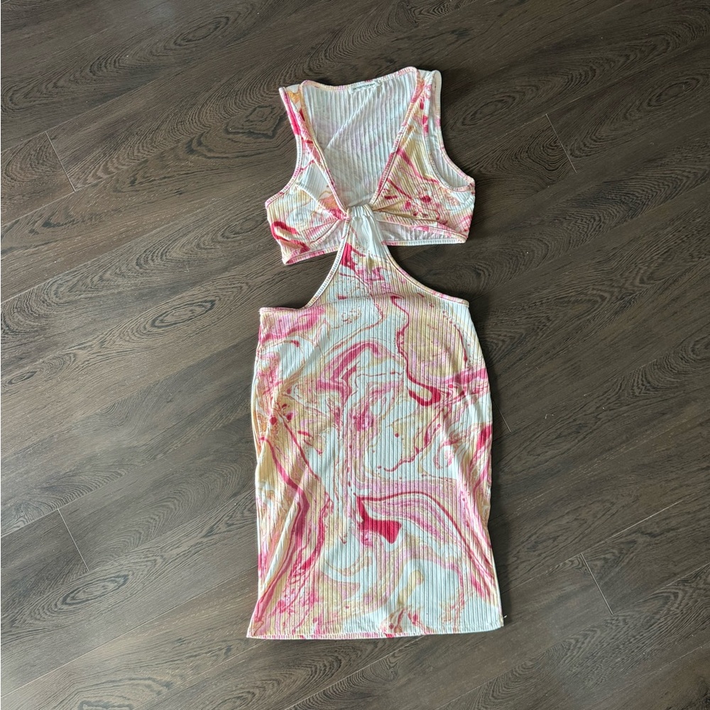 Caution To The Wind Pink and Cream Ribbed Top